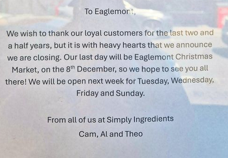 Update: new working bee tomorrow, Eaglemont cellars opening on Tuesday and farewell to Simply Ingredients